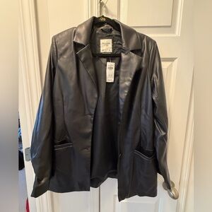 Abercrombie & Fitch Black Leather Blazer